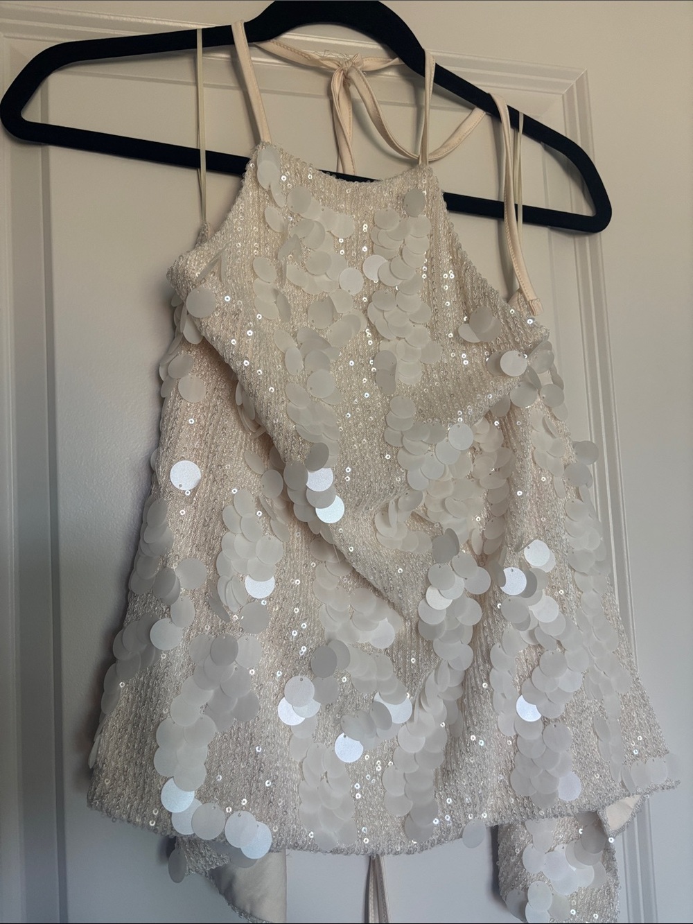 Girls Ivory Sequin Backless Party Top